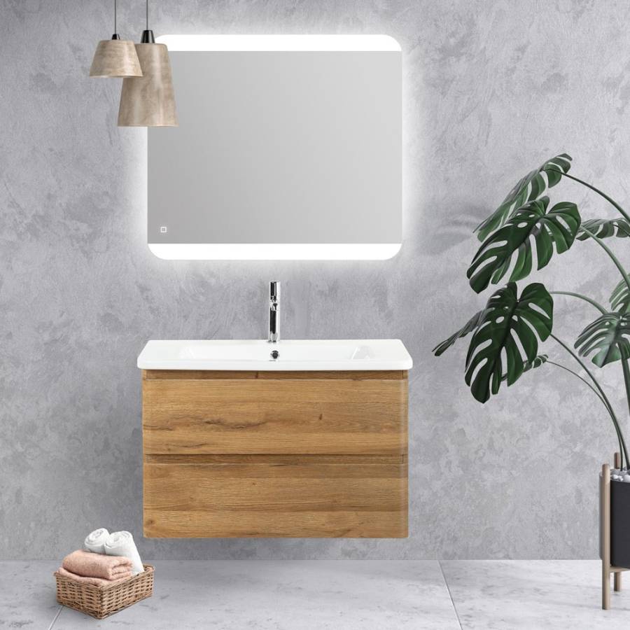 Тумба с раковиной подвесная  BelBagno ALBANO-CER 105 Cemento Verona Grigio, раковина белая