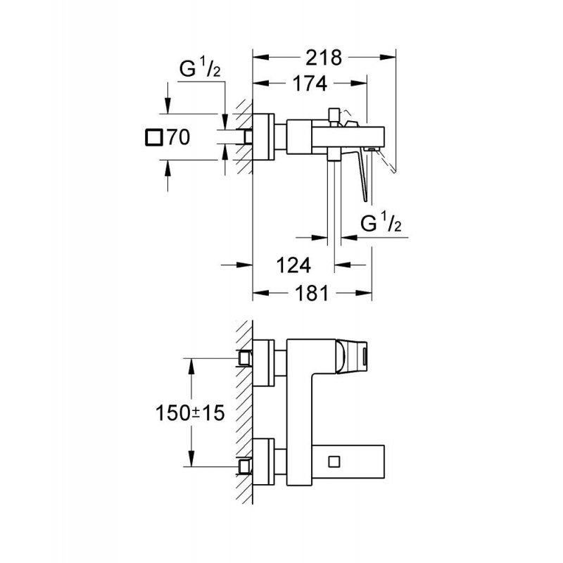 Смеситель для ванны Grohe Eurocube 23140000 хром