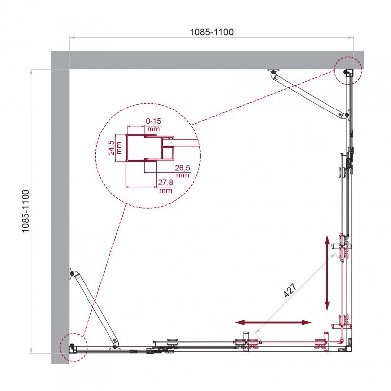 Душевой уголок BELBAGNO LUCE-A-22