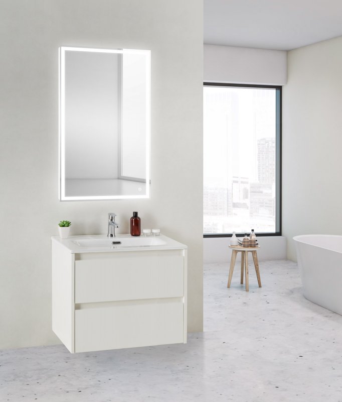 Тумба с раковиной подвесная BelBagno KRAFT 39 60 Cemento Grigio, раковина белая