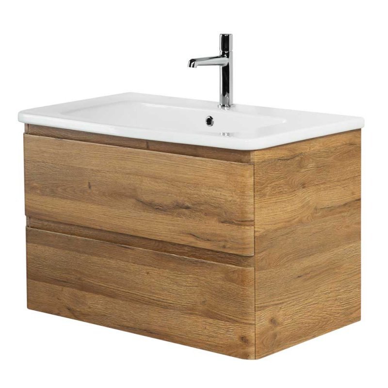 Тумба с раковиной подвесная  BelBagno ALBANO-CER 80 Rovere Nature Grigio, раковина белая
