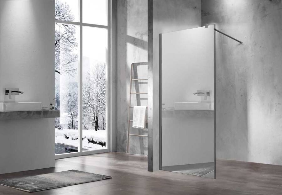 Душевая перегородка Walk-In VSW-1H100MRGM, 1000*2000, вороненая сталь, стекло зеркальное