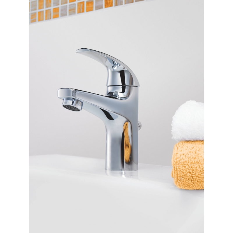 Смеситель для раковины GROHE BauCurve однорычажный DN 15, с донным клапаном, хром (32805000)