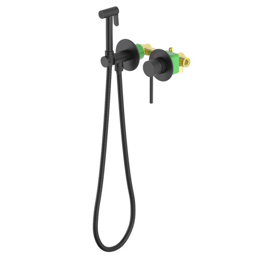 Смеситель Timo Saona 2339/03SM встроенный с гигиеническим душем, черный матовый