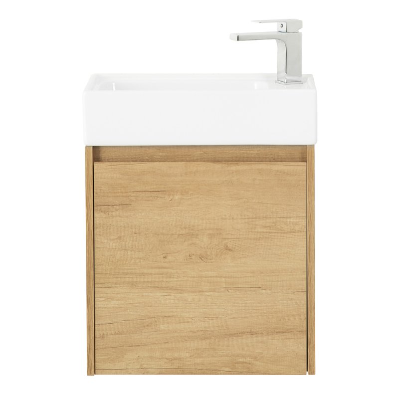 Тумба с раковиной подвесная BelBagno KRAFT MINI 50 Rovere Galifax Bianco левосторонняя, раковина белая