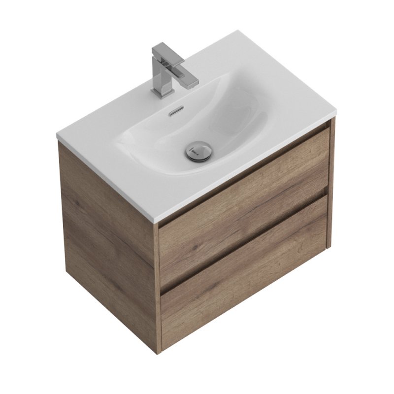 Тумба с раковиной подвесная BelBagno KRAFT 39-70 Rovere Tabacco, раковина белая