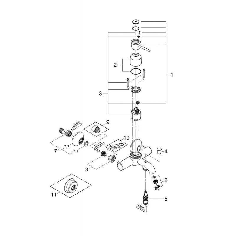 Смеситель для ванны Grohe BauClassic 32865000 хром