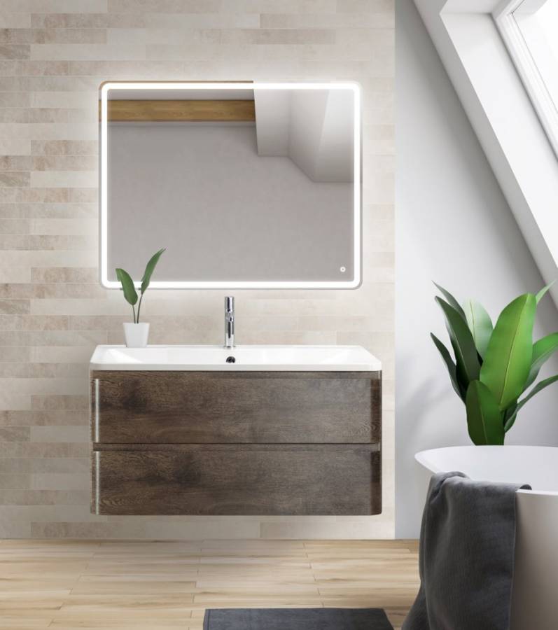 Тумба с раковиной подвесная BelBagno ALBANO 100 Rovere Vintage Bianco, раковина белая