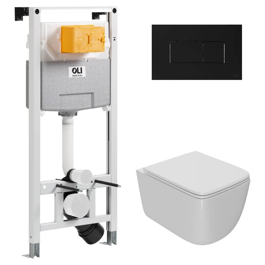 Сет: OLI 120 ECO Sanitarblock pneumatic+Панель KARISMA,черн.soft + Унитаз Point Меркурий PN41831