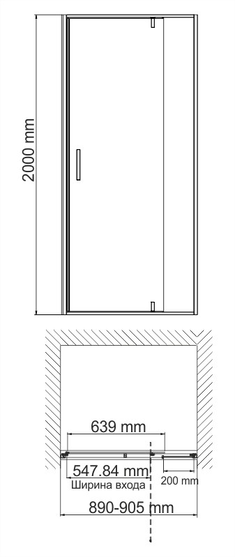 Elbe 74P04  Душевая дверь Wasserkraft