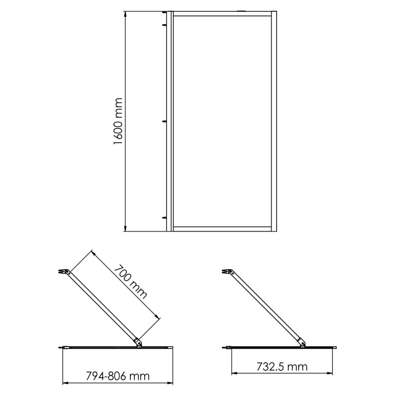 Abens 20W01-80 Brushed nickel Fixed Стеклянная шторка