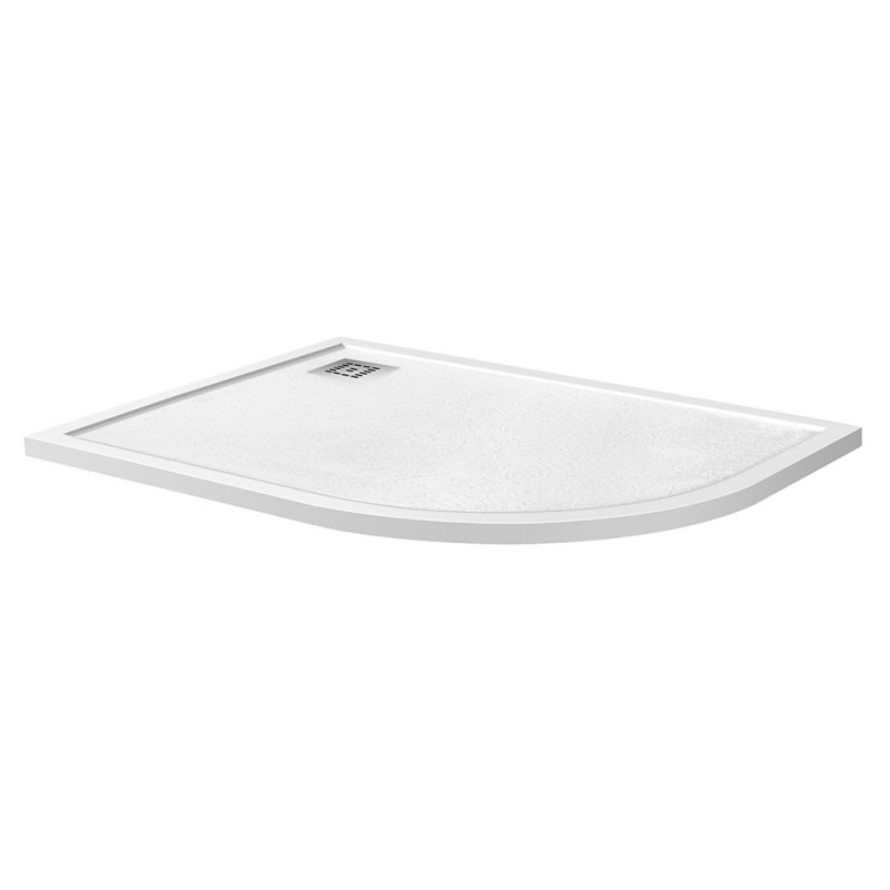 TRAY-MR-UNO-RH-120/80-550-35-W-L-CR Поддон из искусственного мрамора в комплекте с сифоном с декоративной накладкой (хром)