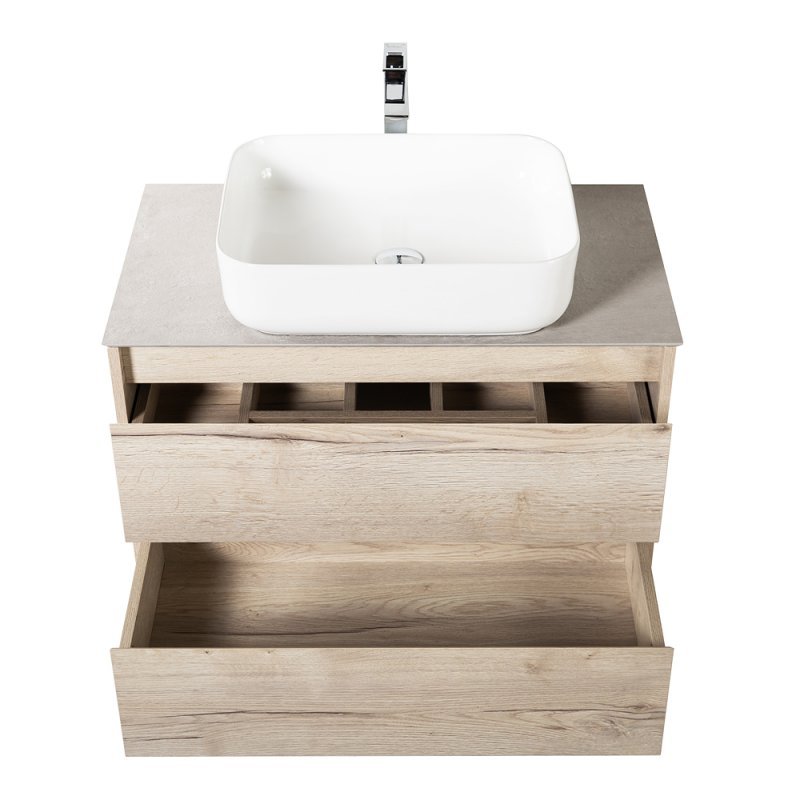 Тумба с раковиной подвесная BelBagno KRAFT 70 Cemento Grigio, раковина белая