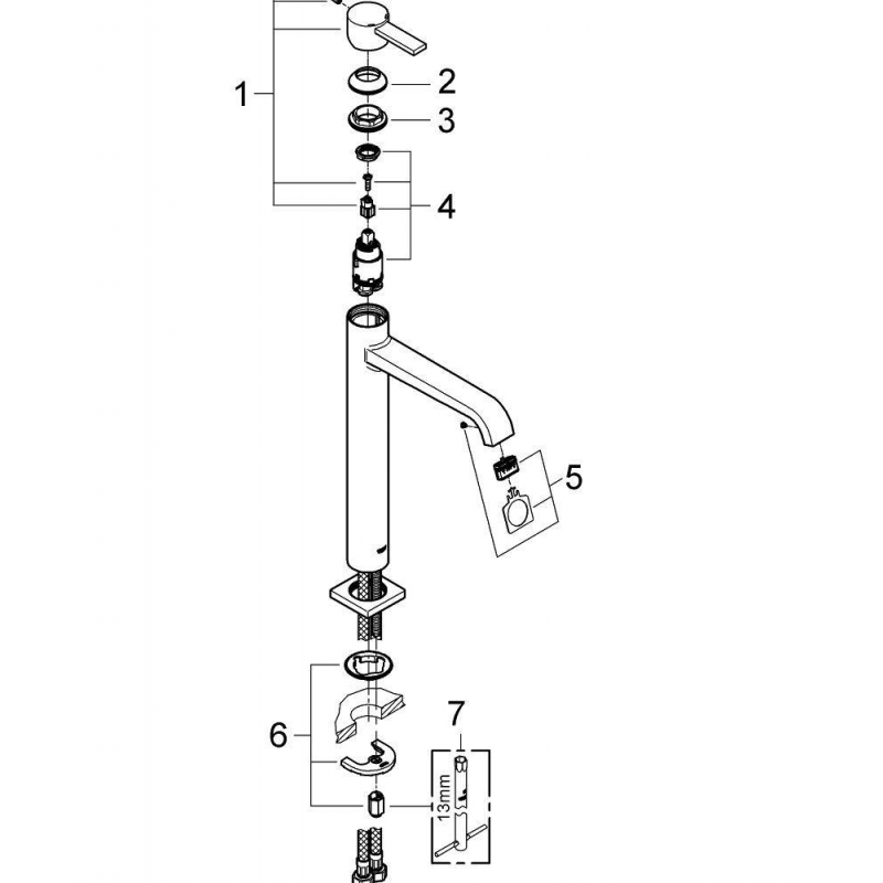 Смеситель для раковины GROHE Allure, свободностоящий, хром (23403000)