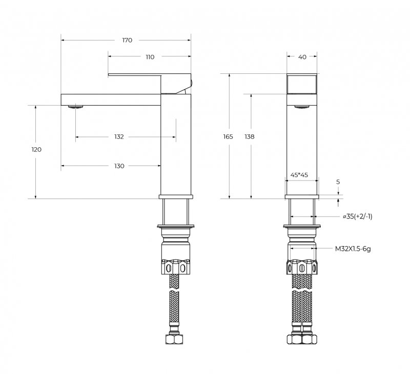 SLIDER-LS-IN Смеситель для раковины однорычажный с донным клапаном, сатин