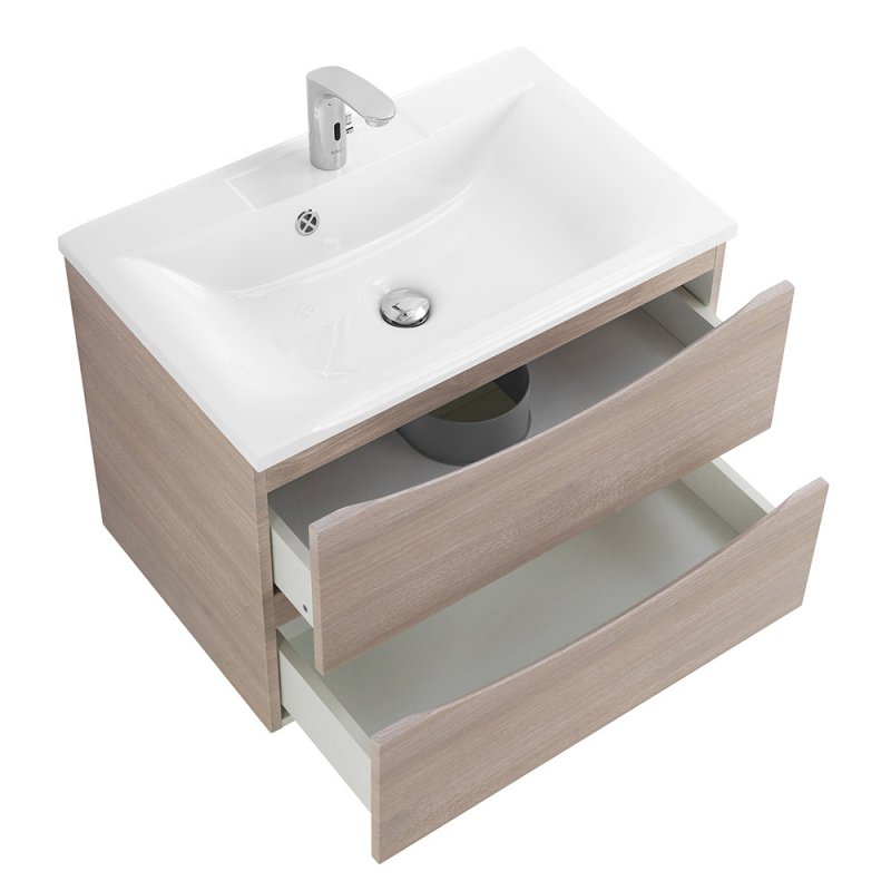 Тумба с раковиной подвесная BelBagno MARINO 65 Rovere Grigio, раковина белая