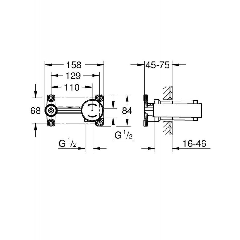 Встраиваемый универсальный механизм, GROHE, однорычажный 1/2", (23571000)