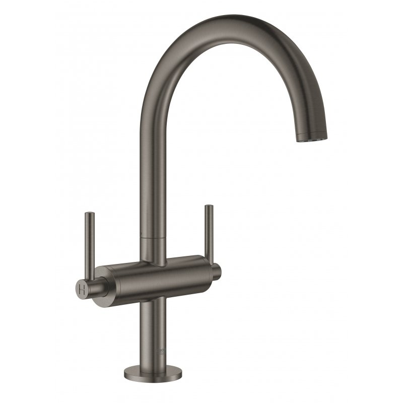 Смеситель GROHE Atrio New двухвентильный для раковины на 1 отверстие, темный графит матовый (21022AL3)