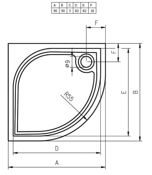 Душевой поддон из литьевого мрамора Riho Kolping DB14 90x90 R55 белый + сифон DB1400500000000