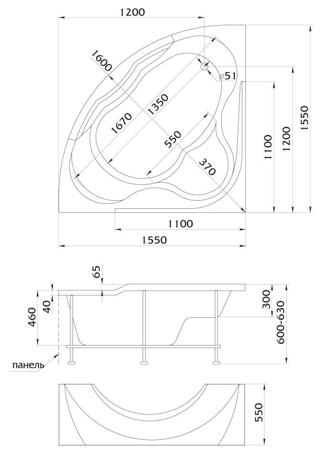 Акриловая ванна 1Marka Aima Design Grand Luxe 155х155 01грл1515
