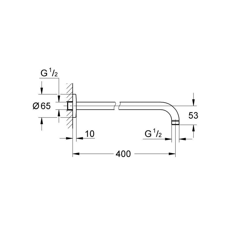 Душевой кронштейн GROHE New Tempesta, 400 мм, хром (27851000)