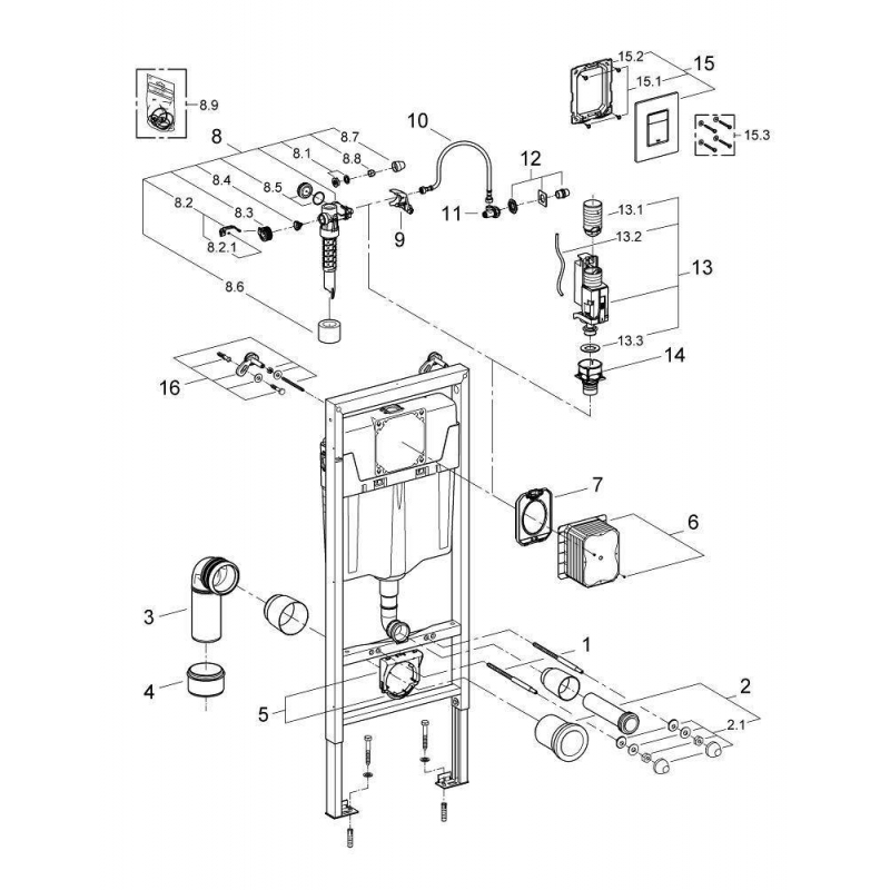Инсталляция для унитаза подвесного стандартная комплект Grohe Rapid SL (38772001)