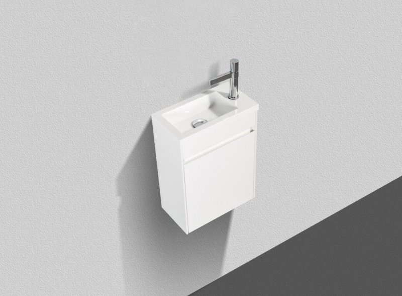 Тумба с раковиной подвесная с дверкой BelBagno PIETRA MINI 40-R Stucco Cemento, раковина белая