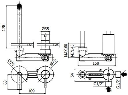 Смеситель для раковины Paffoni Light LIG105HGSP70 (с внутренней частью) золото медовое брашированное