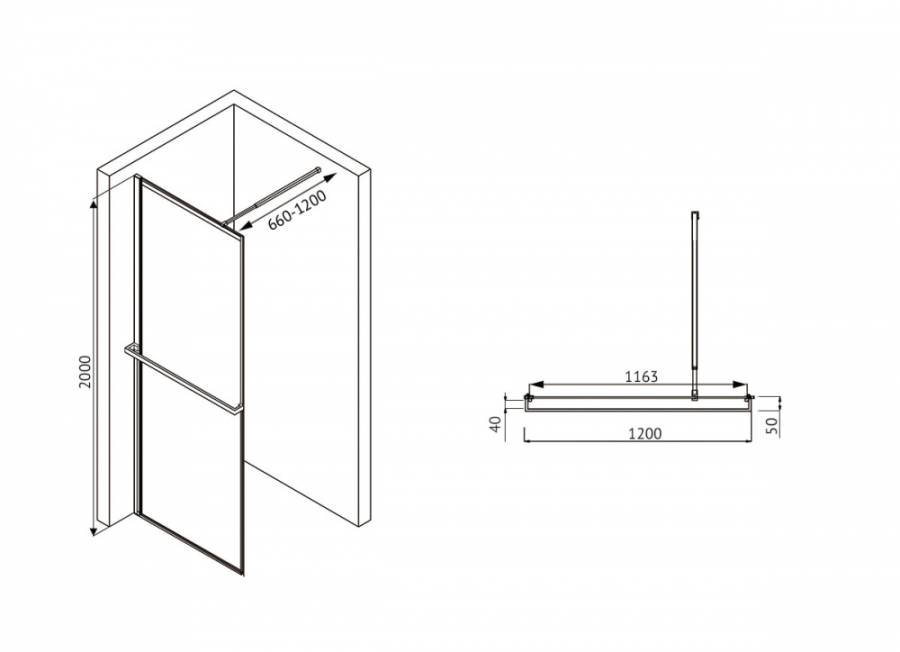 Душевая перегородка ABBER Immer Offen AG60120B8