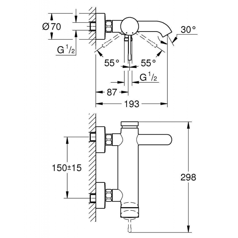 Смеситель для ванны Grohe Essence New 33624001 хром