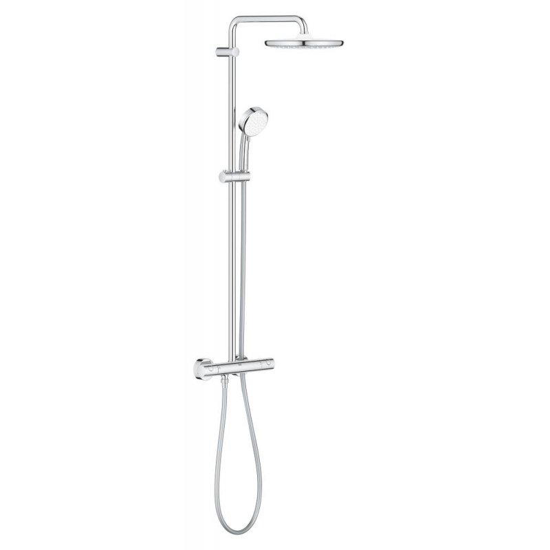 Душевая система поворотная с термостатом Grohe Tempesta Cosmopolitan 250, хром / белый (26670000)