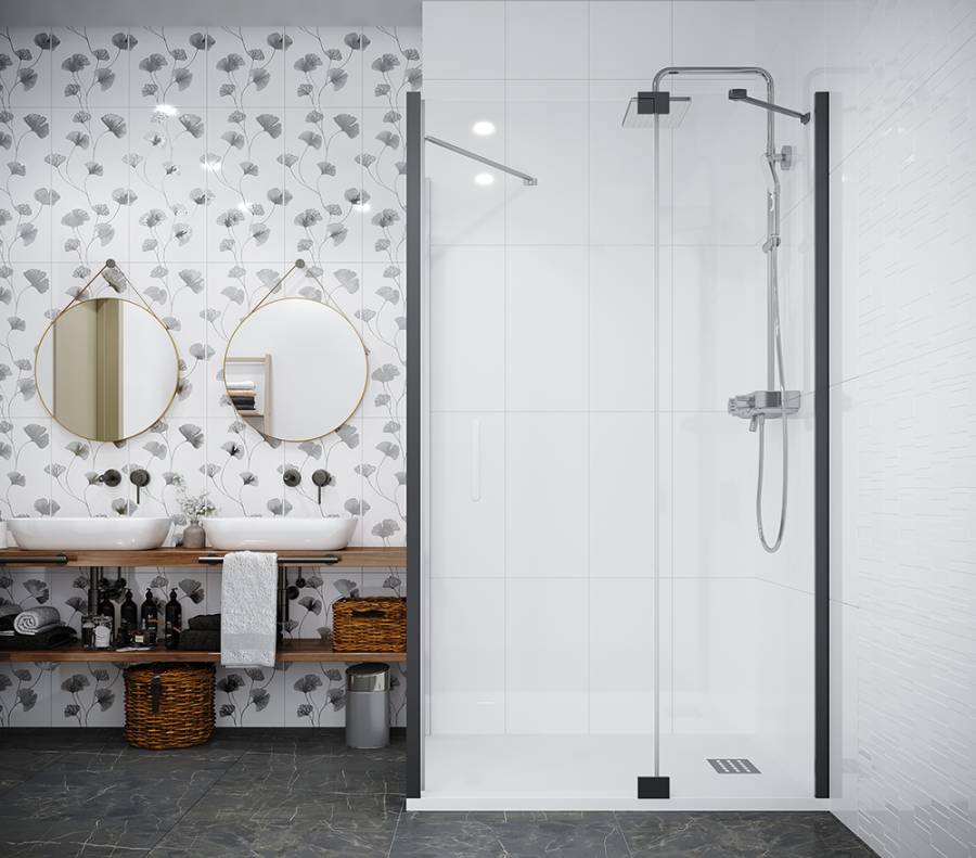 Боковая перегородка Creto Tenta 123-SP-100-C-CH-8 стекло прозрачное EASY CLEAN, профиль хром, 100х200 см