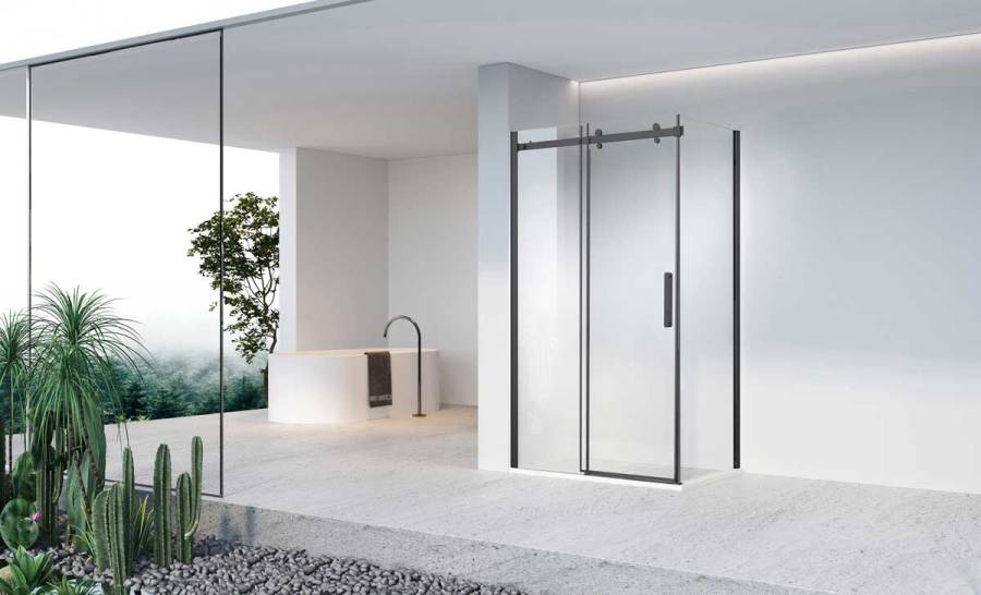Душевой уголок Como-N VSR-4CN1016CLB, 1600*1000, черный, стекло прозрачное