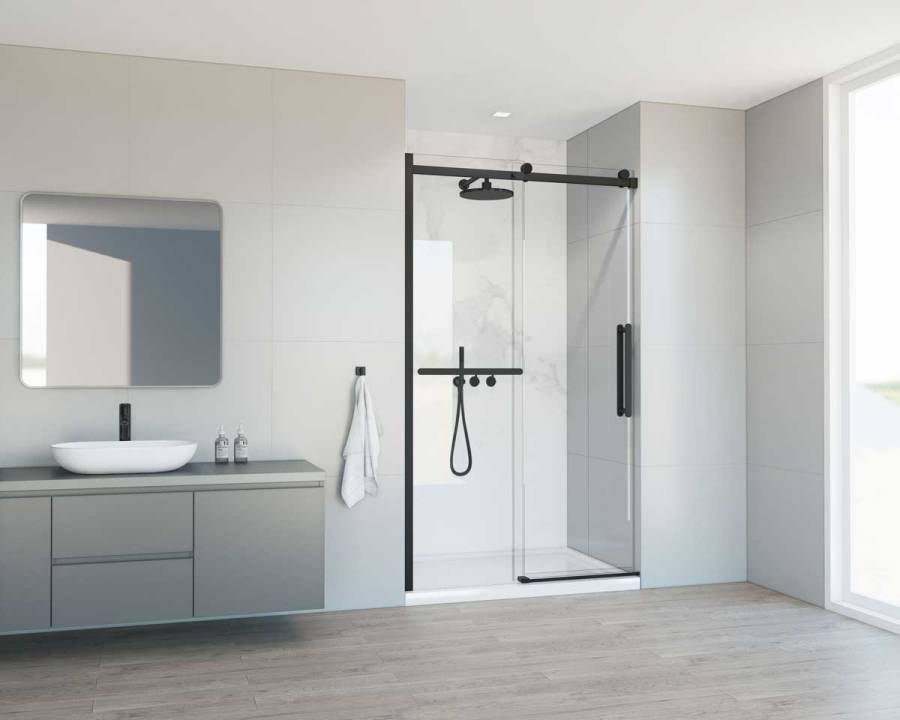 Душевая дверь Como Soft VDS-1CS110CLB, 1100, черный, стекло прозрачное