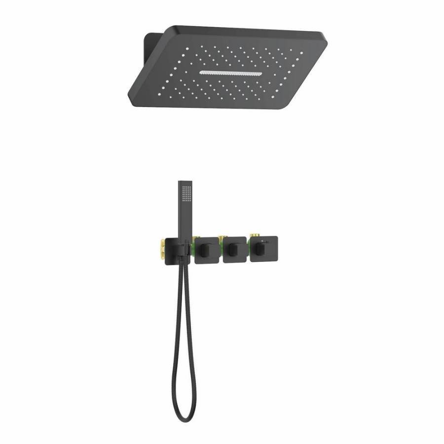 Душевая система Timo Petruma SX-5249/03SM скрытого монтажа, термостат, черная матовая