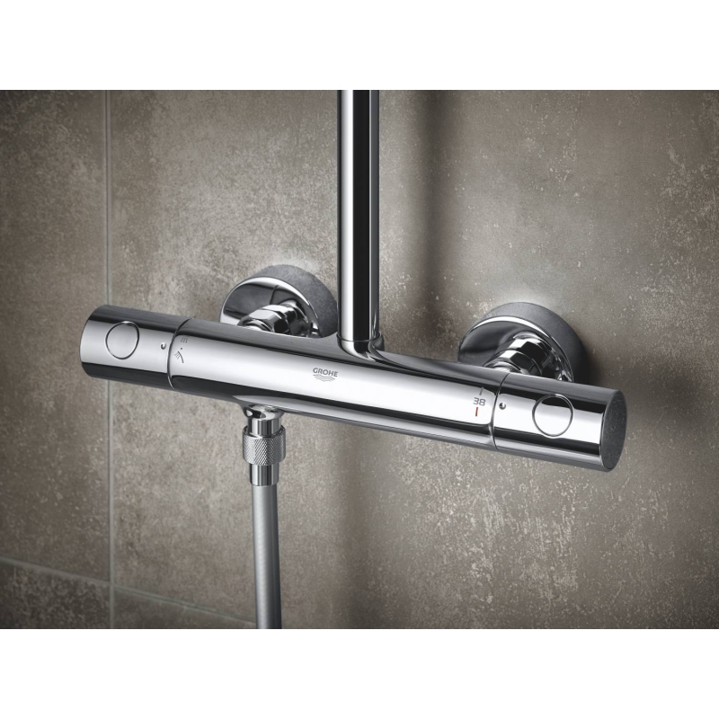 Душевая система поворотная с термостатом Grohe Tempesta Cosmopolitan 250, хром / белый (26670000)