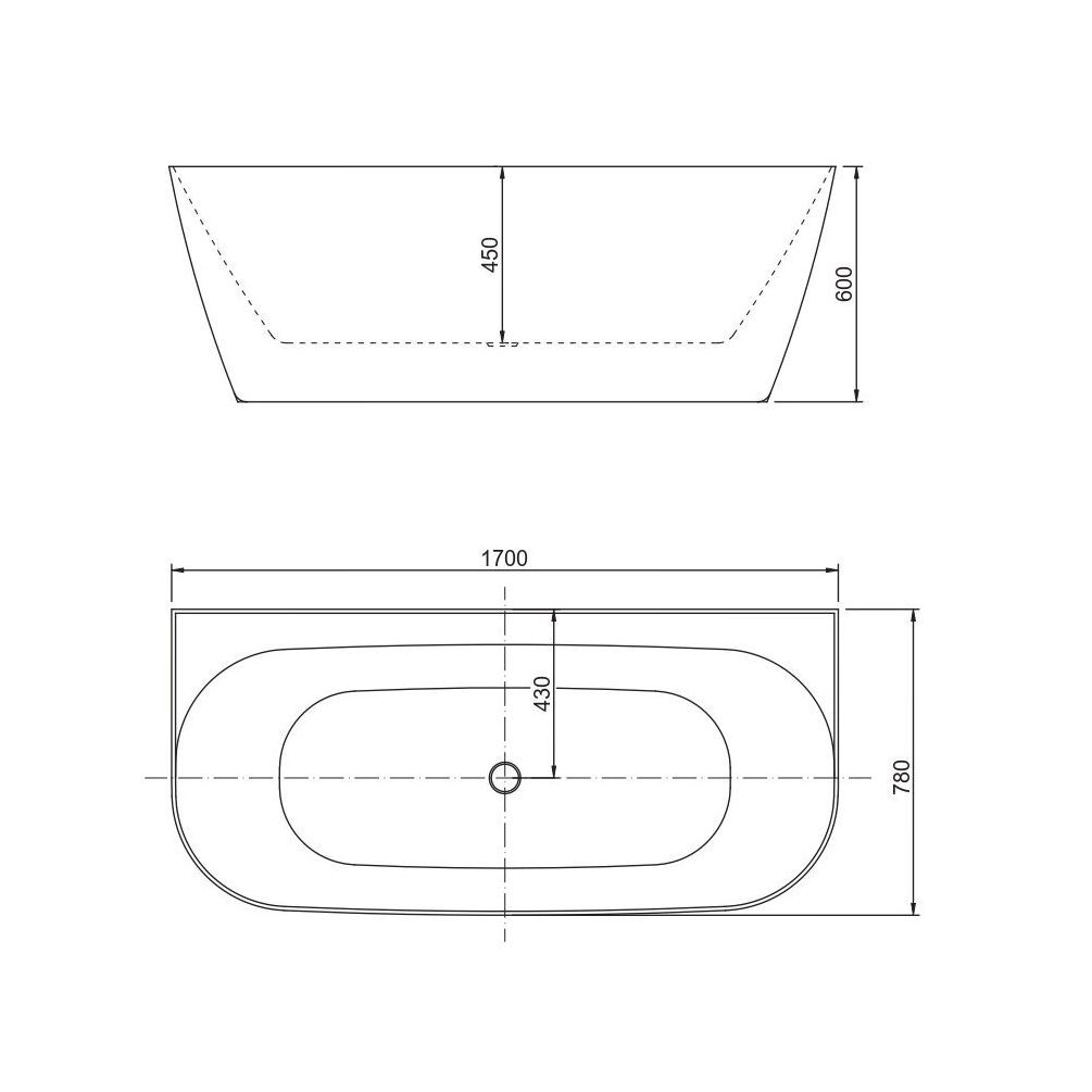 Акриловая ванна Allen Brau Priority 170x78 2.31003.21/AM белый матовый (панель антрацит), шт