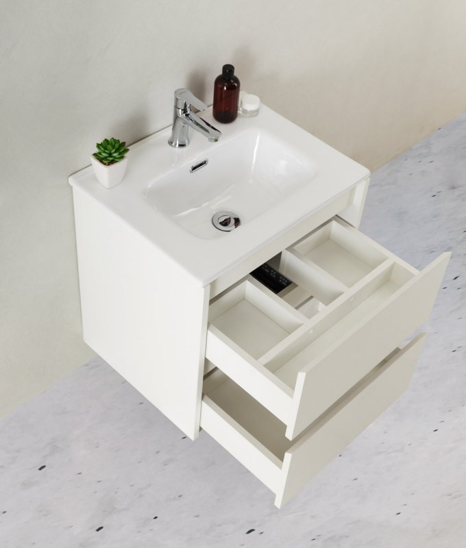 Тумба с раковиной подвесная BelBagno KRAFT 39-50 Rovere Tabacco, раковина белая