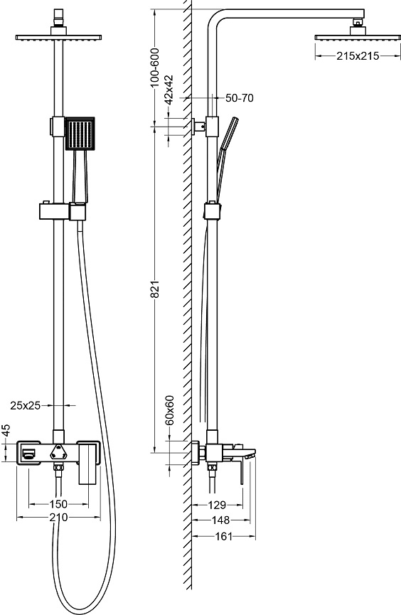 Душевая стойка Timo Selene SX-1030/03 черная