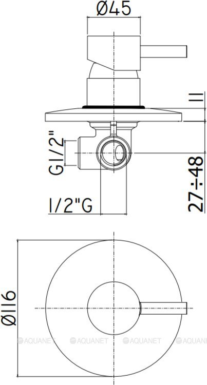Смеситель для душа Paffoni Light LIG011NO (с внутренней частью)
