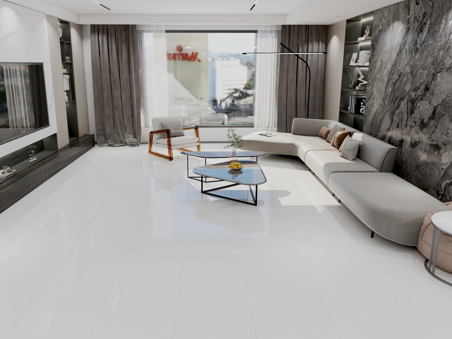 NS Ceramic Керамогранит с Эффектом Камня NSC1278 White 60x120 - керамическая плитка и керамогранит