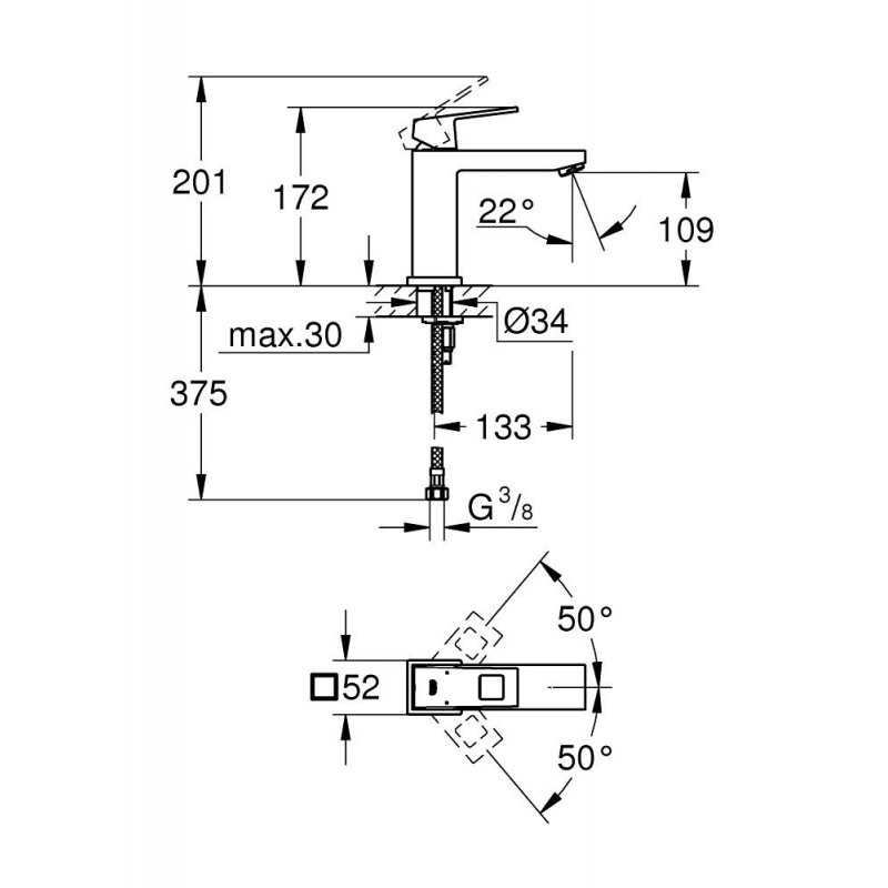 Смеситель для раковины Grohe Eurocube 23446000 хром