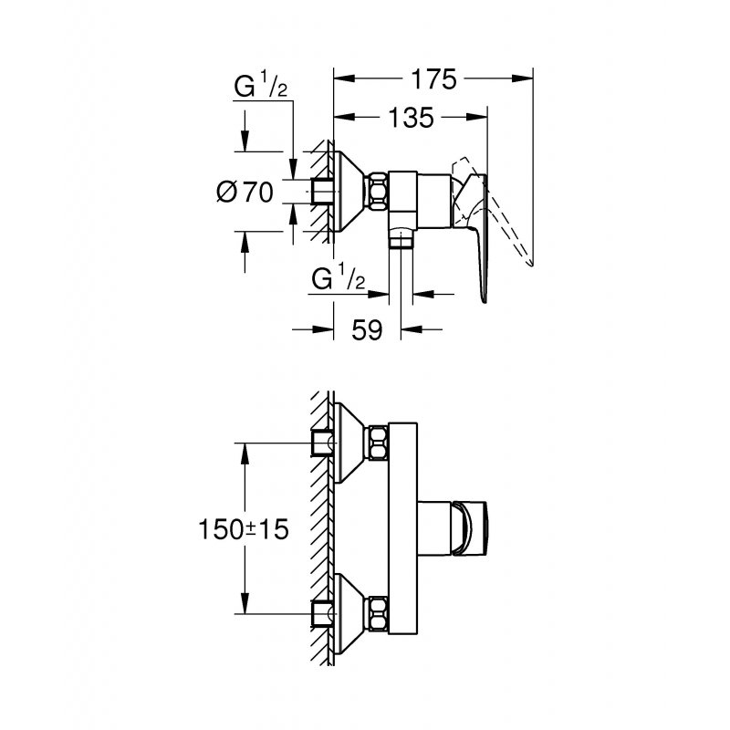 Смеситель Grohe BauEdge для душа 23635001 хром