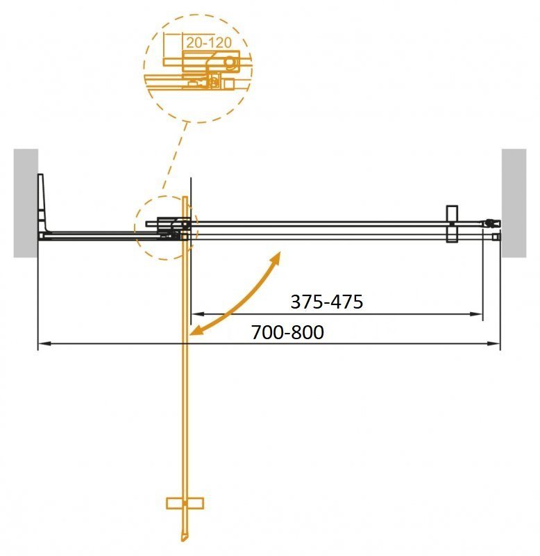SLIDER-B-1-80/90-GRIGIO-BORO Душевая дверь