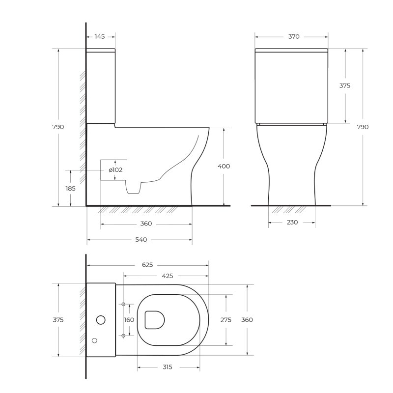 ENERGIA Чаша унитаза с сиденьем дюропласт soft close, P-trap BB8134CPR/SC