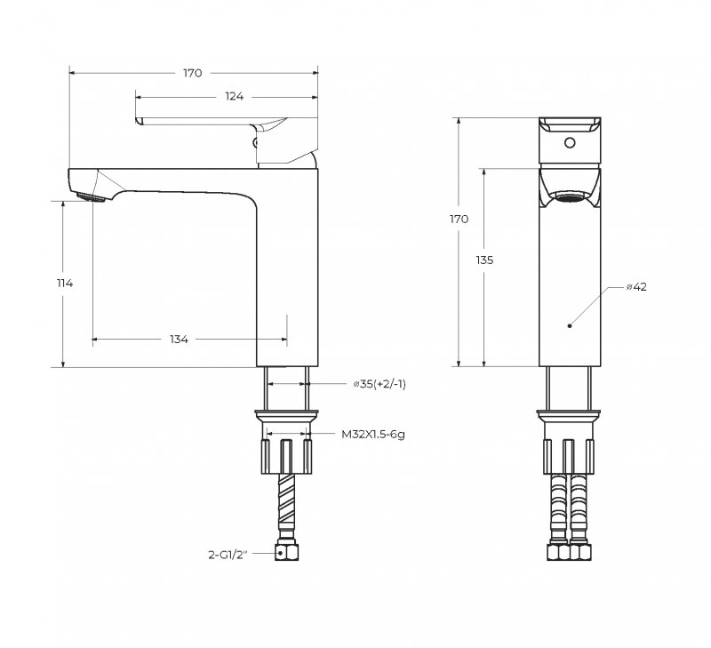 STYLUS-LS-01-W0 Смеситель для раковины однорычажный без донного клапана, хром