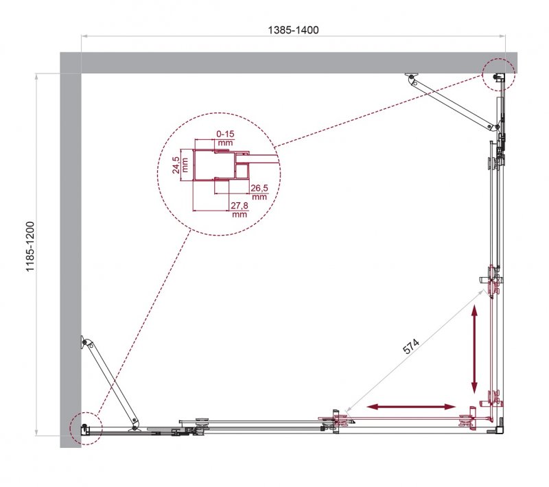 Душевой уголок BELBAGNO LUCE-AH-22
