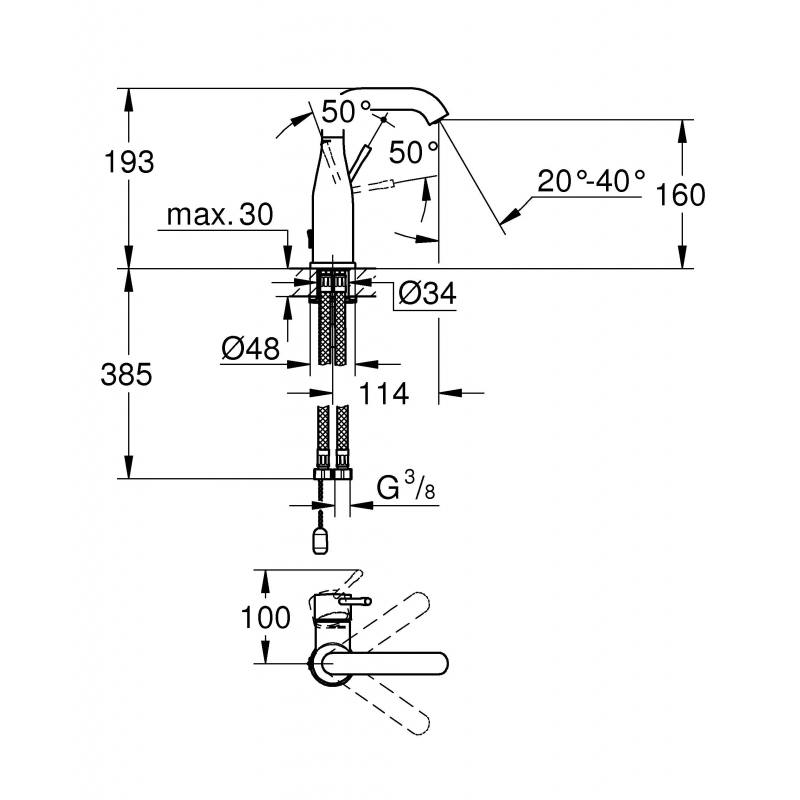 Смеситель для раковины Grohe Essence New 23480001 хром
