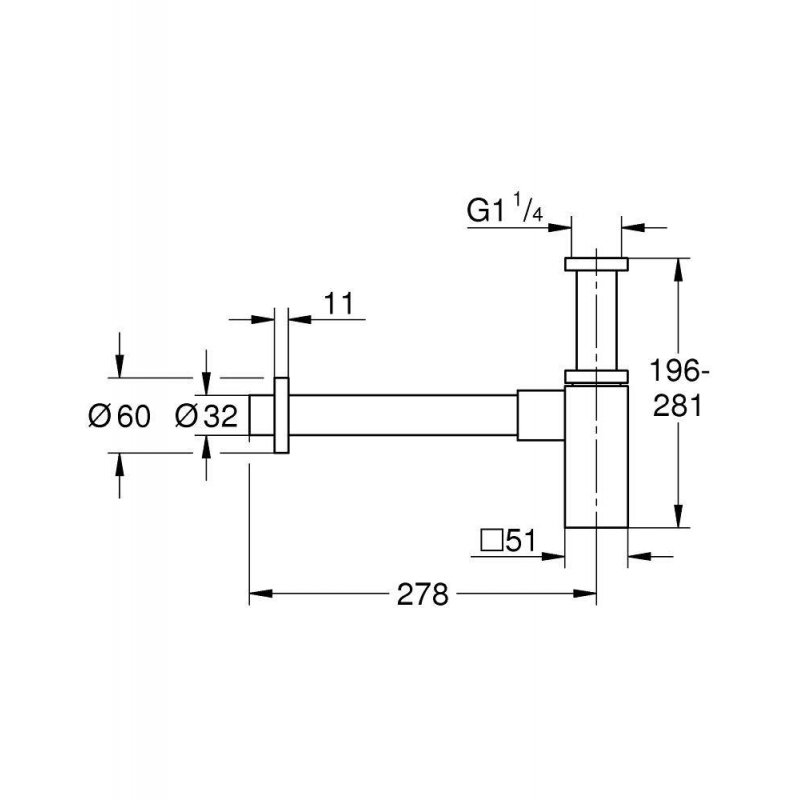 Сифон для раковины 1 1/4″, GROHE, хром, (40564000)