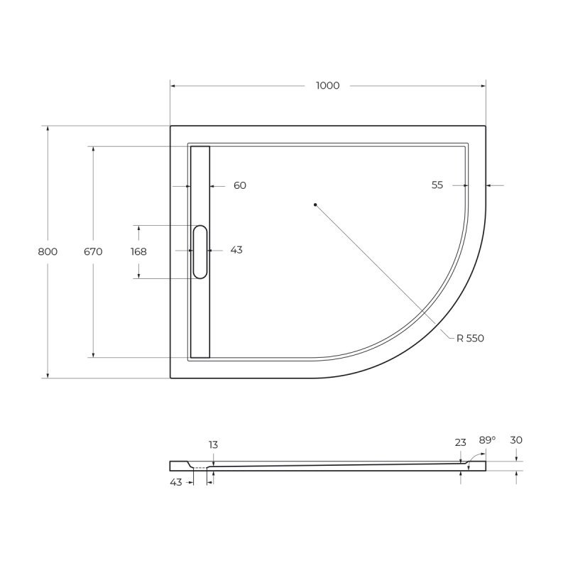 Поддон из искусственного мрамора CEZARES TRAY-AS-RH-100/80-30-W-L